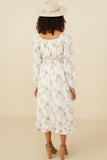 Womens Textured Floral Smocked Waist Dress