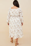 Womens Textured Floral Smocked Waist Dress - PLUS