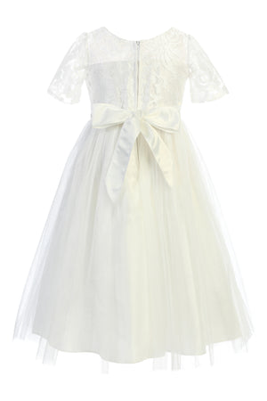 Embossed Mesh w/Crystal Tulle Dress