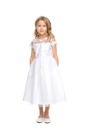 Floral Embossed & Tulle Dress