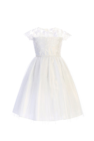 Floral Embossed & Tulle Dress
