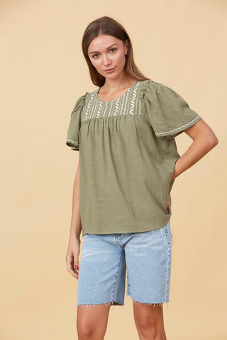 Relax Textured Embroidered Top