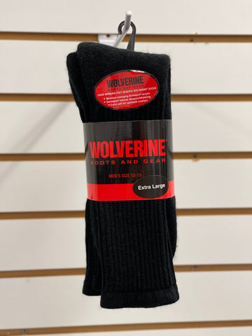 Wolverine Boots and Gear Black Socks(2pk)
