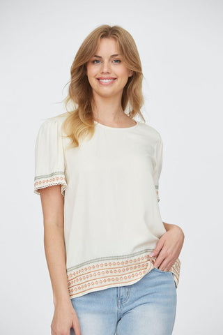 Relax Lace Trim Embroidered Top